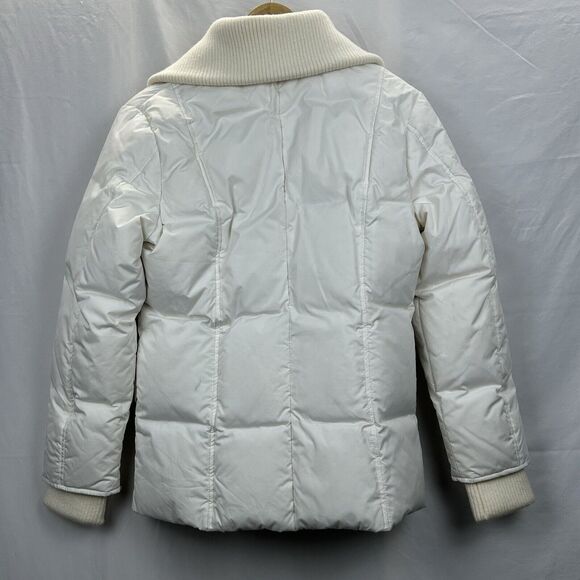 VEEKO Women's Medium 36 Goose Down Puffer Coat Jacket White Collared Pockets - Picture 6 of 16